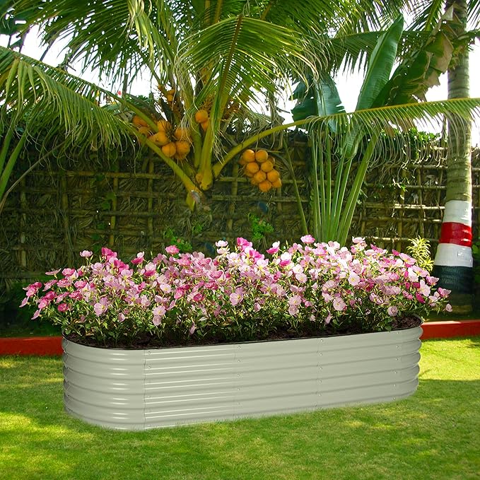 BPS 6-in-1 Metal Raised Garden Bed 5.5x4 FT Galvanized Planter Raised Beds for Vegetables Flowers 17'' Extra Tall