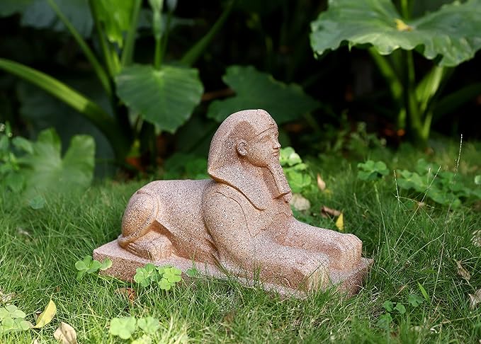 TECHKO Garden Statue Egyptian Sphinx with Included Solar Spotlight
