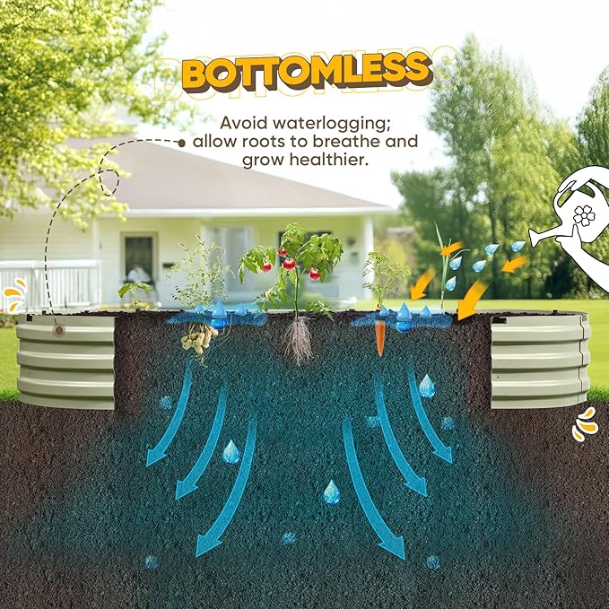 KING BIRD Raised Garden Bed Kit 2025 Upgraded Quick-Setup Galvanized Planter Garden Box Outdoor for Gardening Vegetables Flowers 94x36x12 in Olive Green