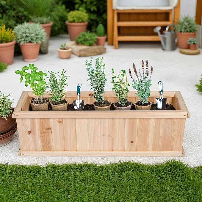 Shine Company Premium Cedar Raised Garden Bed Planter Box for Vegetables Flowers or Herbs 40 L x 12 D x 12 H
