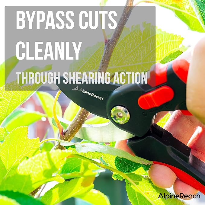 AlpineReach Pruning Shears Set Bypass and Anvil for Gardening Sharp Ergonomic Pruners Adjustable Soft Handle for Small &amp Large Hands Heavy Duty High Carbon Steel Blade Secateurs Gift Box