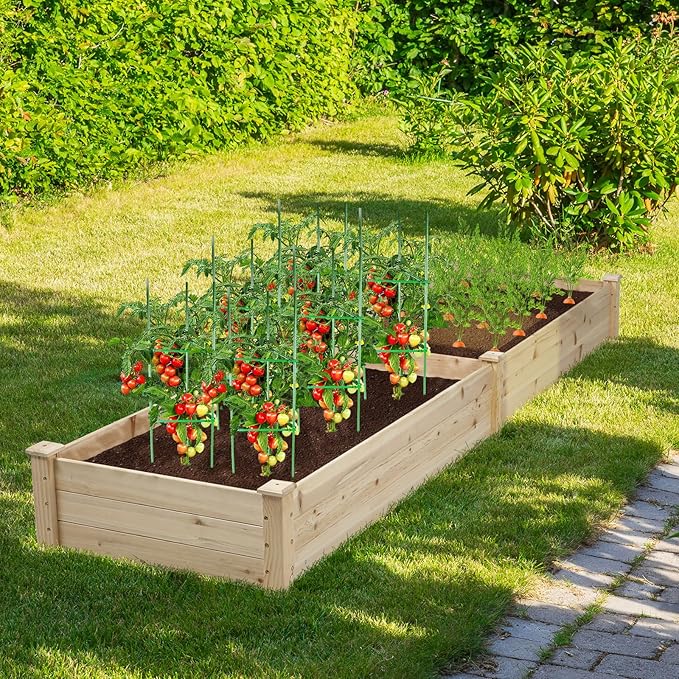 Incbruce 95x24x10 inch Wooden Elevated Raised Garden Bed Planter Elevated Planting Bed Boxes Kit for Vegetable Flower Patio Outdoor Natural