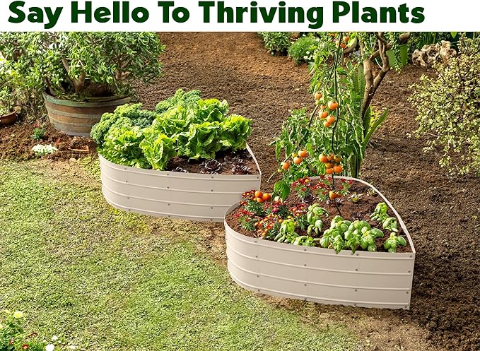 Plant &amp Plot Galvanized Raised Garden Beds Outdoor // Planter Raised Beds for Gardening Vegetables Flowers // Large Metal Garden Box (White) // Tool-Free Assembly