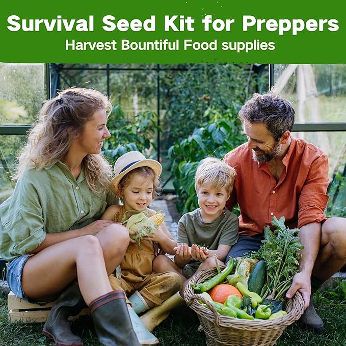 Lush&ampDew Raised Garden Bed Heirloom Seed Bank 32 Varieties 30000+ Non-GMO Seeds for Planting Vegetables Herbs Fruits Year-Round Gardening Gifts for Women Men Survival Seed Kit for Food Supplie