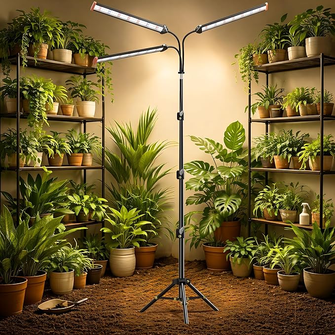Grow Light with Stand for Indoor Plants3500K Warm White Plant Light with Red Blue LEDs for Indoor Tall Large Plants GrowingDimmable &amp Auto TimerHeight Adjustable 17-61
