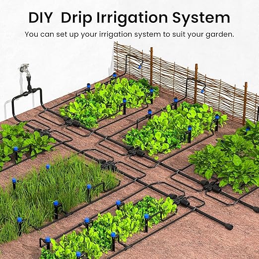 Quick-Connect Automatic Drip Irrigation System Kit – 230FT Garden Watering Kit with Adjustable Nozzles &amp Sprinklers for Greenhouse Lawn and Potted Plants Watering System