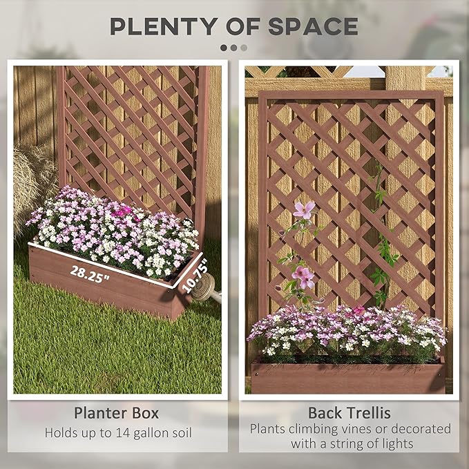 Vertical Vine Garden System Wooden Raised Bed with Integrated Trellis &amp Drainage Complete Climbing Plant Solution for Patios &amp Small Spaces
