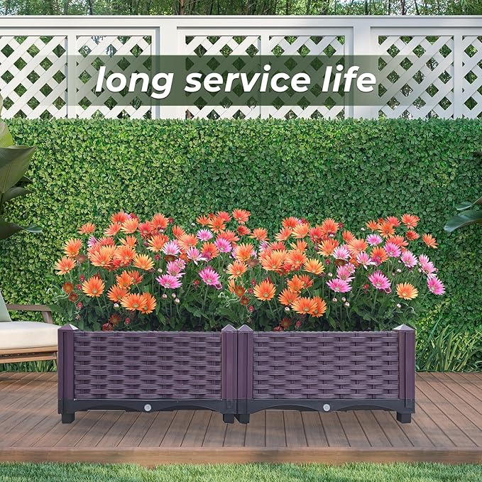 Plastic Raised Garden Bed Set of 2 Planter Grow Boxes 8.7’H Planter Care Box Kit Planter Grow Box for Indoor &amp Outdoor Vegetable Fruit Flower Herb Growing Box