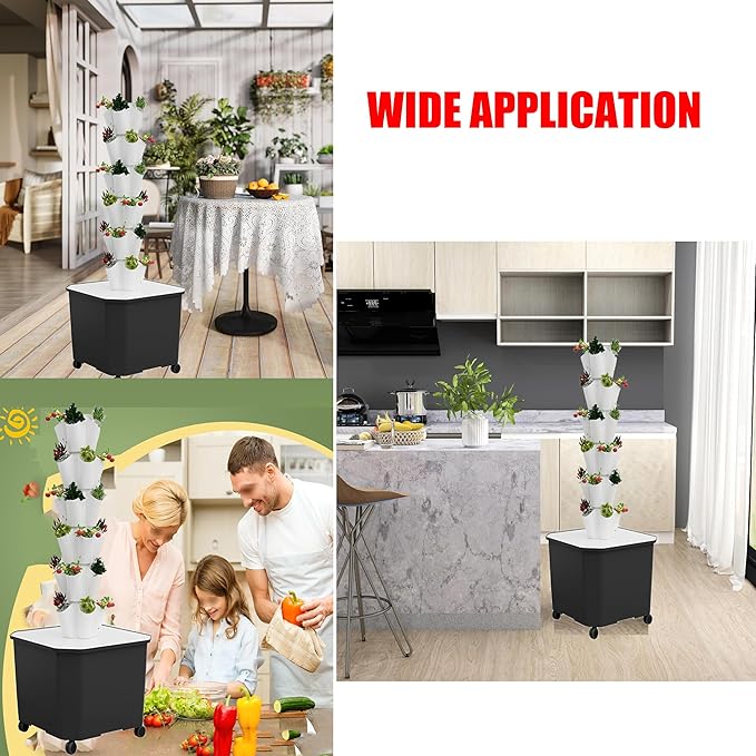 Aeroponic Garden Tower for Herbs Fruits and VegetablesHydroponics Growing Sys-tem KitVertical Hydroponic Tower GardenIndoor Hydroponic Growing Sys-temWhite-12LAYERS