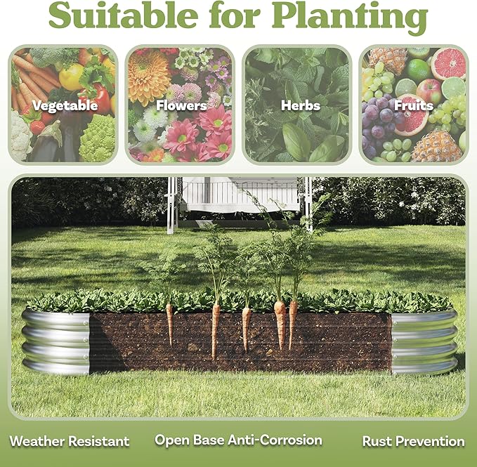 Galvanized Raised Garden Bed - 82x35x11in Planter Box with Open Bottom and Anti-Rust Coating - Easy-to-Assemble Elevated Flower Bed by Pure Garden