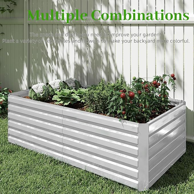 8x4x2 ft Outdoor Raised Garden Bed Large Metal Planter Raised Beds Planters for Outdoor Plants for Vegetables Flowers Herbs Fruits and Succulents.(2 Pcs)