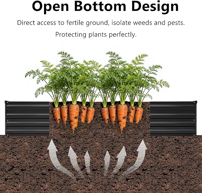 6x1.5x1 ft(2 Pack) Galvanized Raised Garden BedOutdoor Planter Box Metal Patio Kit Planting Bed for Vegetables Flowers and SucculentsBlack