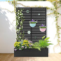 Metal Raised Garden Bed with Trellis 2 in 1 Trellis with Planter Box &amp Privacy Screen for Climbing Plants Vine Outdoor Standing Flower Beds with Drainage Holes 47 L x 17 W x 71 H Black