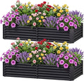 AHEONLAR 2 Pack 8×4×1.5ft Galvanized Raised Garden Beds Outdoor Rectangle Sturdy and Durable Planter Boxes for Vegetables Fruits Flowers and Plants Easy Assembly Black