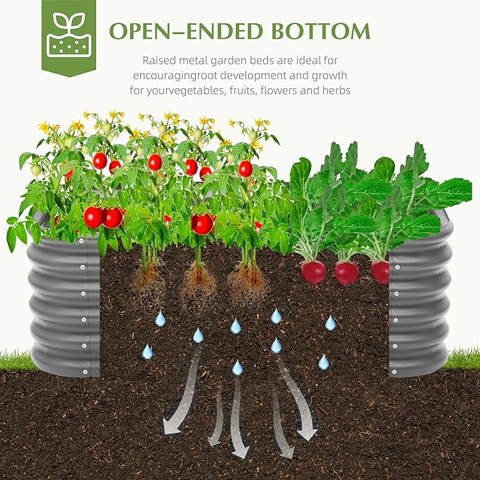 DDK Galvanized Raised Garden Bed Outdoor Planter Bed 4x2x1.5ft Metal Planter Box for Gardening and PlantingGD