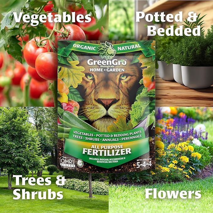 GreenGro All Purpose Organic Fertilizer - Outdoor &amp Indoor Plant Food/Great for Vegetable Gardens &amp Houseplants/Advanced Nutrients Derived from Fish Meal &amp Bone Meal/Biochar &amp Humic Ac