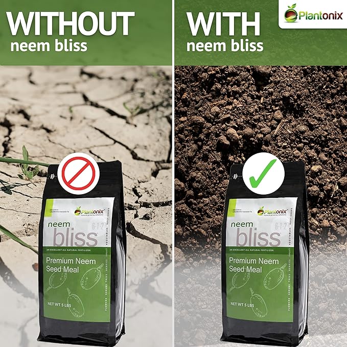 Neem Bliss (5lbs) + Vermiculite Bliss (8 Qts) - Neem Cake for Plants &amp Fine Vermiculite for Gardening - Neem Seed Meal Fertilizer - Neem Fertilizer - Organic Vermiculite Garden Soil &amp Potting