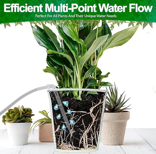 Solar Self Watering Plant Drip Irrigation System for 15 Plants Multiple Automatic Control Modes - Portable DIY Kit for Indoor/Outdoor Gardens Patios Balconies and Vacation Plant Care