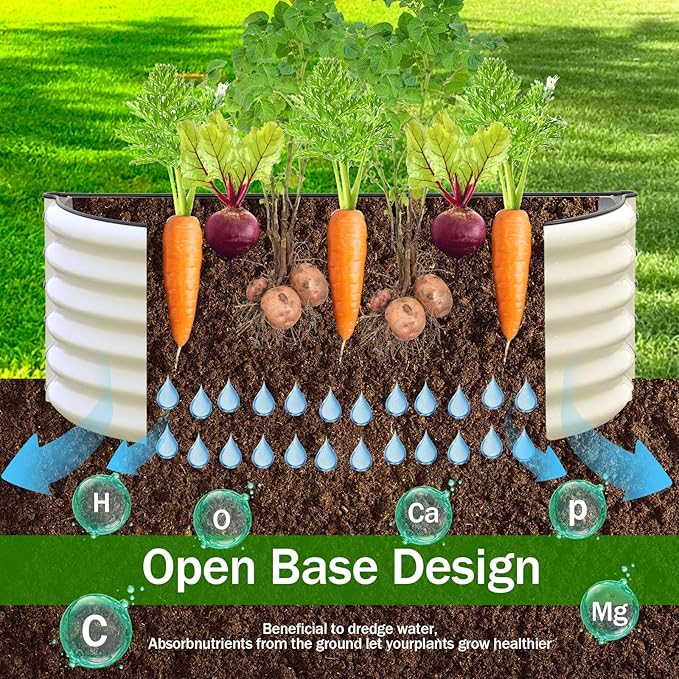 aboxoo Round Raised Garden Bed Kit 17 Tall Large Bottomless Galvanized Raised Bed for Growing VegetablesSucculentsFlowers Planter Boxes Outdoor（White