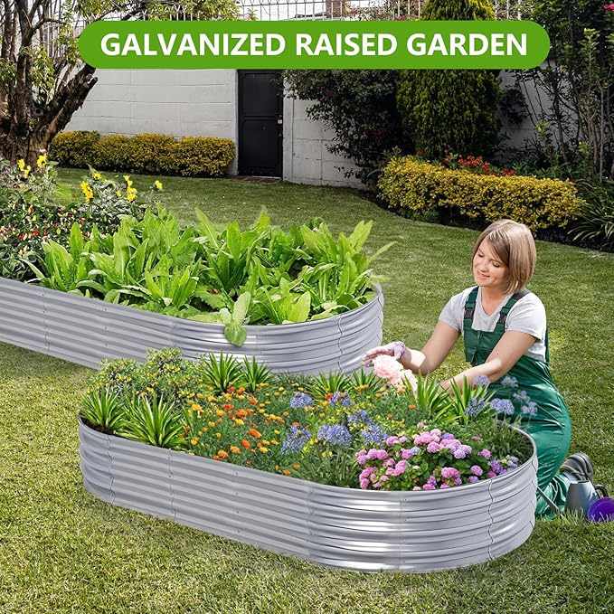 Galvanized Raised Garden Bed 8x4x1 FT Thickening Planter Boxes Outdoor Raised Beds for Gardening Easy Assembly Large Garden Bed for Vegetables Fruits Flowers (2-Pack)