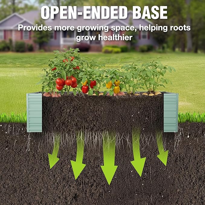 WORKPRO 7.5x4x2ft Outdoor Galvanized Raised Garden Bed Rust-Resistant Planter Raised Beds for Vegetable Flowers Herbs Light Green