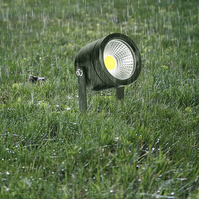 Kiven IP65 Waterproof LED Landscape Clamp Light LED Decorative Spotlight Lamp with Plug-in Cord and Timer for Indoor Outdoor Yard Step Statue LED Lawn Light - Black (10W Cool White)