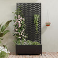 Casaphoria Metal Raised Garden Bed with Trellis and Wheels 72x35x16 Planter Box for Climbing Plants Vegetables &amp Vines Features Drainage Holes and Privacy Screen (Black-Brick)