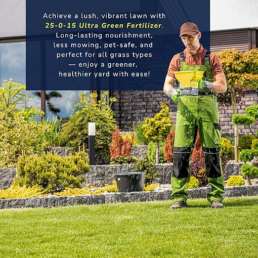 Supply Solutions 25-0-15 Ultra Green Lawn and Turf Fertilizer - 16% Slow Release Nitrogen - Promotes Lush Green Lawns and Strong Root Growth Reduces Mowing Frequency (50 Pounds)