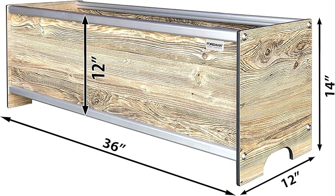 Foreman Raised Garden Bed (36x12x14) Weather Resistant Outdoor Planter Box with Drainage for Vegetable Bed Gardening and Flower Bed Gardening - Amaretto Wood Grain Pattern