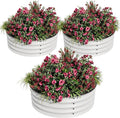 Round Raised Garden Bed 3PCS 2 x 1ft Galvanized Raised Boxes with Rust-Resistant Easy Assembly Safe Edge Metal Garden Bed Kit for Planting Vegetables Fruits Flowers White