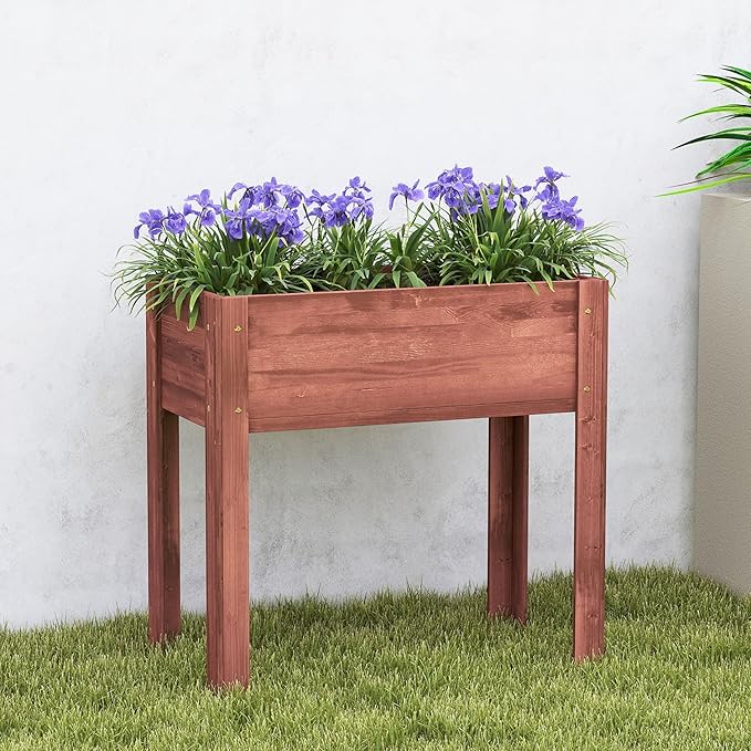 31x16x31 inch Raised Garden Bed with Legs Elevated Wooden Planter Box for Outdoor Plants Flowers Fruits Vegetable Herb Growing