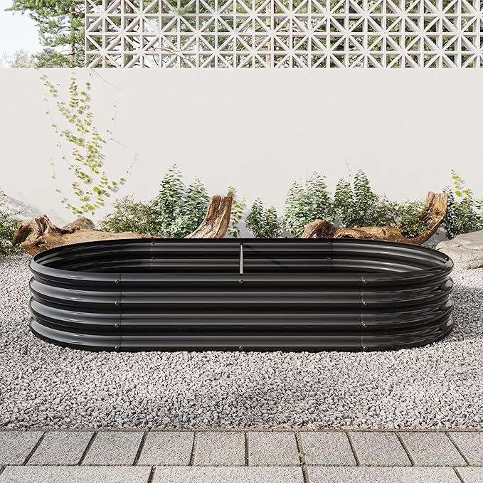 Metal Raised Garden Bed Large Planter Boxes Outdoor for Flowers and Vegetables Raised Flower Bed with Open Base for Better Drainage Durable Raised Beds for Gardening (Black1)