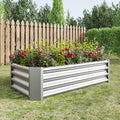 4x2x1ft Galvanized Raised Garden Bed Outdoor Metal Raised Planter Box for Gardening Vegetables Flowers Easy Assembly Rust Proof Sliver