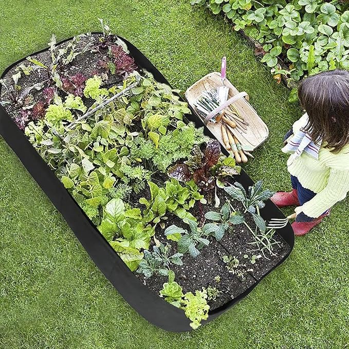 hatleues 2Pcs Rectangle Plant Grow Bags Fabric Raised Garden Bed for VegetableOutdoor Gardening Container Breatheable Cloth Raised Planters for Indoor and Outdoor 2pcs Small