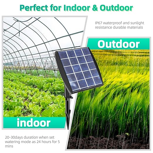 Solar Powered Drip Irrigation System OHYEAHSPIN Solar Automatic Garden Watering Outdoor Greenhouse Accessories Supported 15 Pots Plants &amp 6 Timer Modes