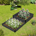 Elevated Wooden Raised Garden Planter - 2-Tier Outdoor Flower &amp Vegetable Box for Patio Backyard or Garden - Durable Weather-Resistant Design - 47.2 x 47.2 x 12.2 (Black)