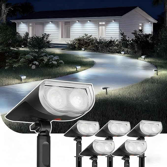 Linkind 6 Pack Solar Lights Outdoor StarRayS &amp 6 Pack Warm White Spotlight SP004