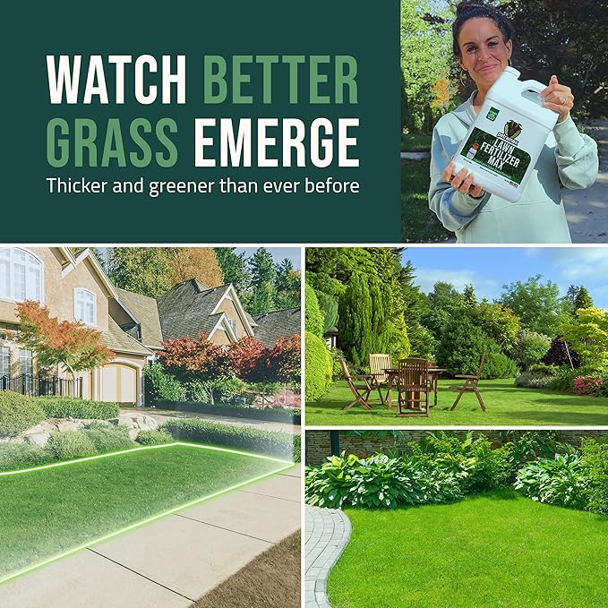 PetraMax Liquid Lawn Fertilizer for Lawns Concentrate - Liquid Fertilizer for Lawns Food for Grass - 16-4-8 High Nitrogen Lush Green Grass Phosphorus for Strong Roots - Apply Spring &amp Summer (1