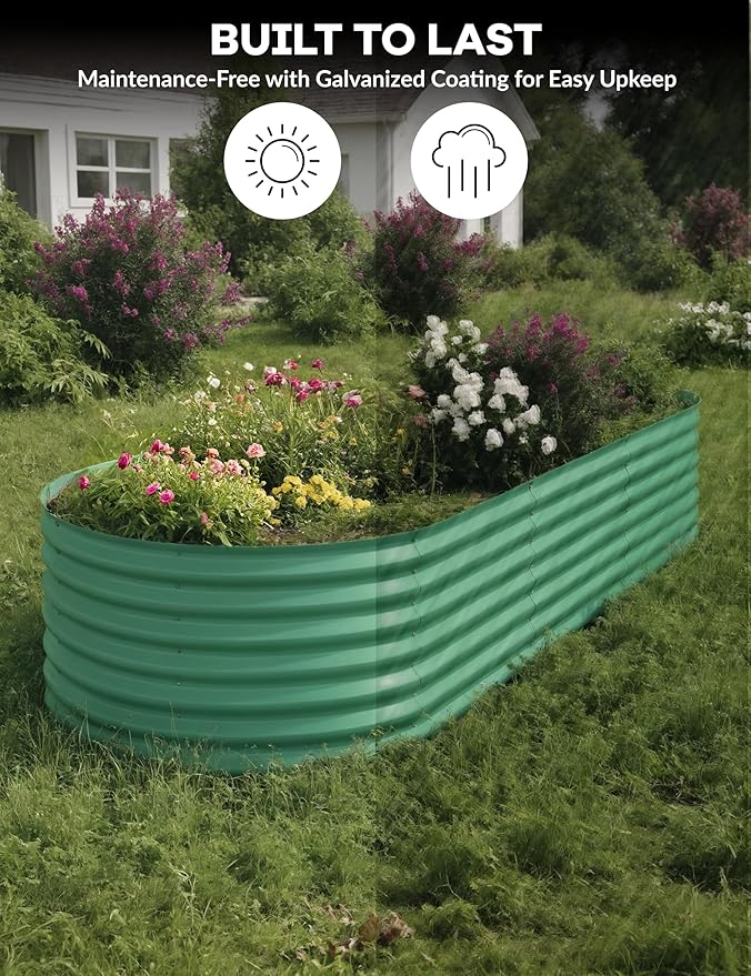 2Pcs 10x4x1.5ft Raised Garden BedGalvanized Raised Planter Boxes Outdoor with Easy Assembly Large Garden Bed for Vegetables Fruits FlowerRaised Garden BedGreen