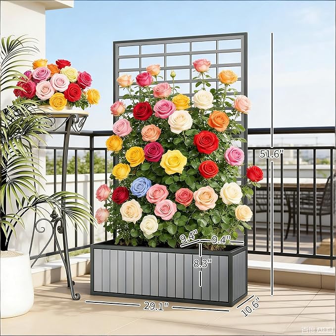 Wooden Raised Garden Bed with Trellis