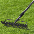 77'' Bow Rake 17 Tines Metal Head Rakes with Stainless Steel HandleHeavy Duty Garden Rake for Loosening Soil Gathering Leaf Leveling Lawn Farming Land Management Yarn Thatch Rake