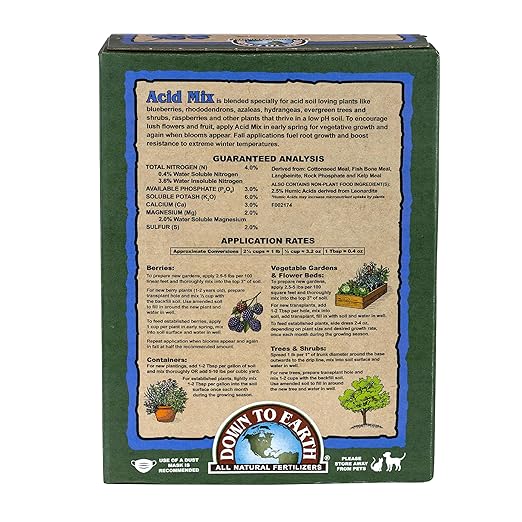 Down To Earth All Natural Fertilizers Organic Acid Mix - Plant Food for Blueberries Raspberries Azaleas and Rhododendrons 4-3-6 15 lb