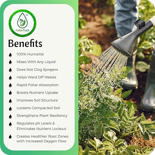 Humic Acid Organic Lawn Fertilizer - Fulvic Humic Mineral Blend for Trees Shrubs Ornamentals Vegetables &amp Crops - FoliarTech 2.6 Gallons