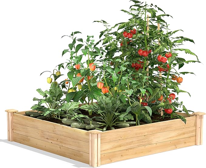 Greenes Fence Premium Cedar Raised Garden Bed 4' x 4' x 10.5 (3/4 Thick) - Made in USA with North American Cedar