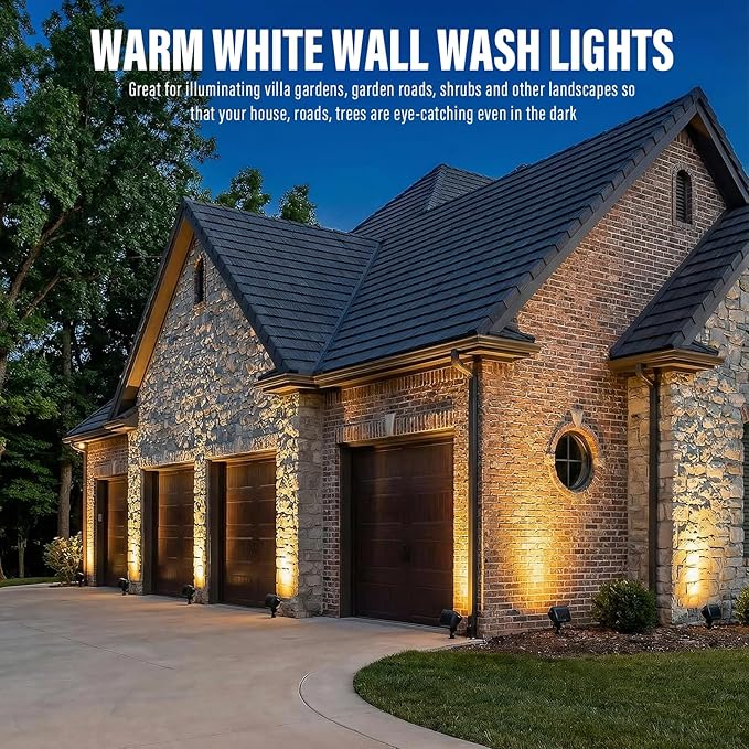 VENUS MANUFACTURING 8 Pack Low Voltage Wall Wash Lights 12V LED Landscape Lighting 18 Watt 600 Lumen Flag Light 2700K Warm White Metal Outdoor Spotlight Black Trees Light for Garden &amp Yard