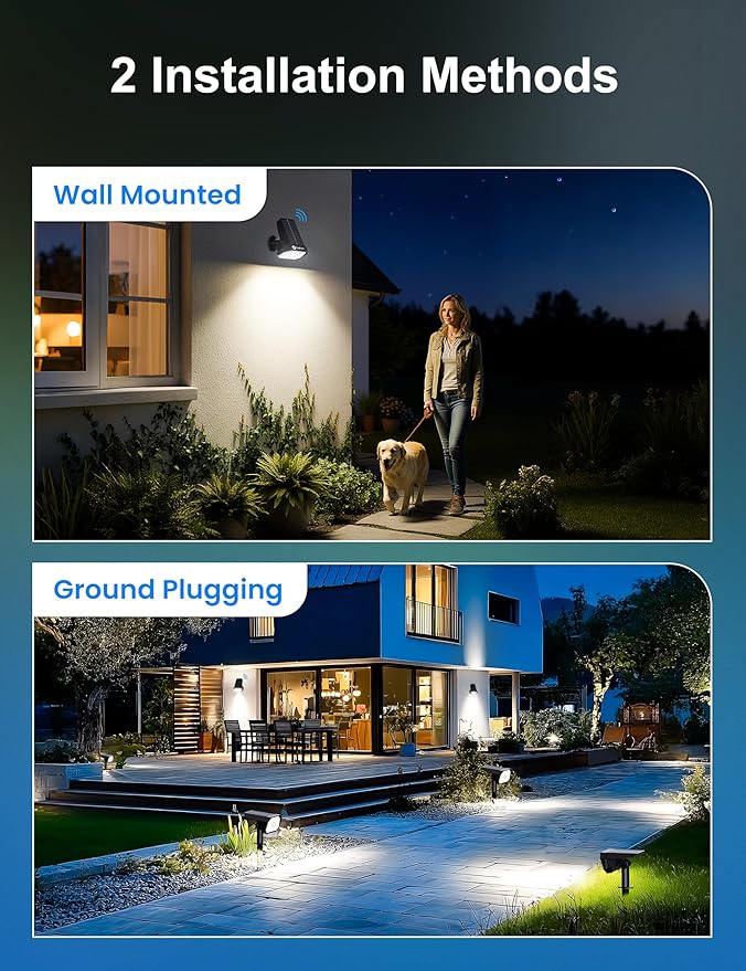 Brightown 6 Pack Solar Motion Lights Outdoor Waterproof Motion Sensor Spot Lights- 58 LED/3 Modes Solar Powered Spotlights 2-in-1 Auto On/Off for Outside Yard Wall Garden Cool White