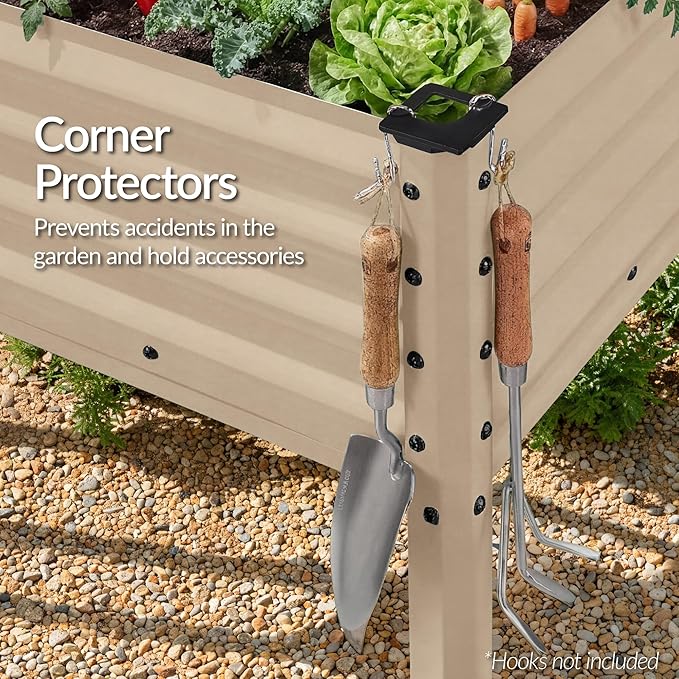 Best Choice Products 48x24x30in Galvanized Raised Garden Bed Metal Elevated Planter Box Vegetable Garden for Backyard Patio Balcony - Beige