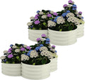 2 Pack Galvanized Raised Garden Bed – 4x4x1 ft Raised Beds-Coated Metal Planter Box with Floral Edge Easy Assembly Rust-Resistant Outdoor/Indoor Garden Box for Vegetables Flowers Herbs White