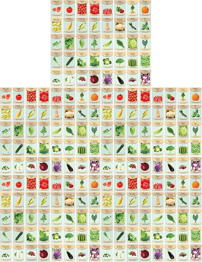 250 Packs Assorted Heirloom Vegetable Seeds 30+ Varieties All Seeds are Heirloom 100% Non-GMO Thousands of Seeds (250 Vegetable Seed Packets)