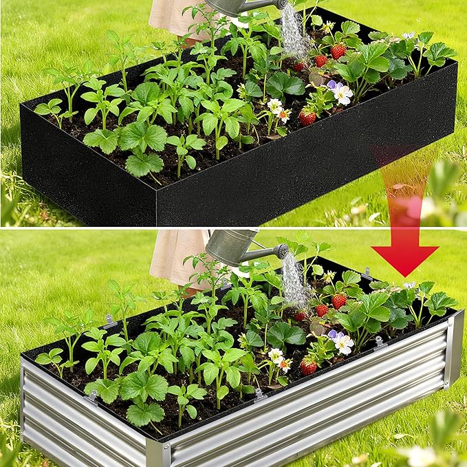 2 Sets 4 x 2 x 1 ft Raised Garden Bed Liner Bag Breathable Grow Bed Fabric Liners with Clips and Gloves Garden Box Non Woven Bag for Outdoor Plants Growth Keep Soil Isolation (No Garden Bed)